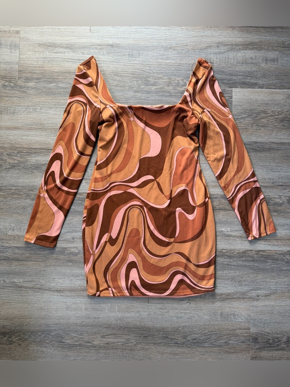 Le Lis Collection Long Sleeve Swirl Print Bodycon Dress Women’s Size Medium